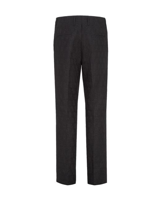 Fendi Black Ff Jacquard Tailored Trousers for men