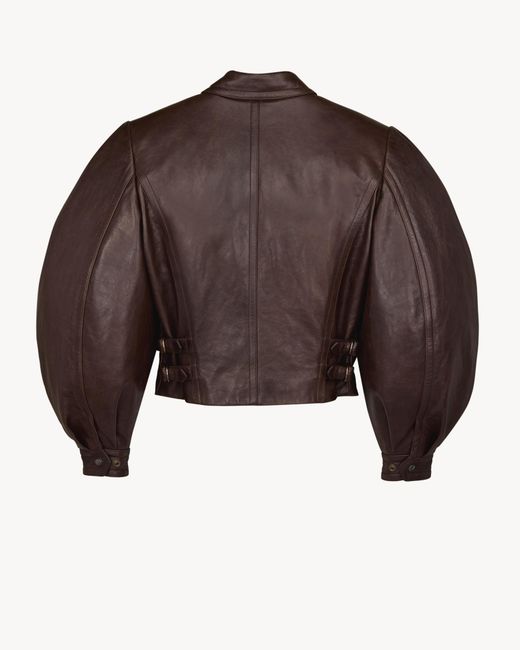 Saint Laurent Brown Balloon-Sleeve Jacket