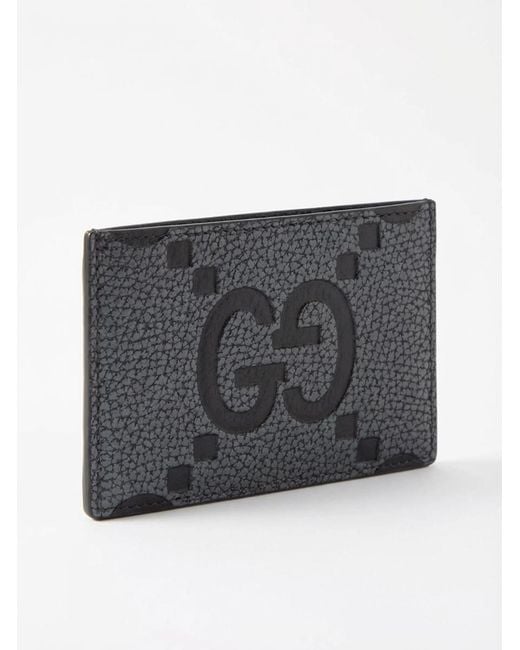 Gucci Gray Logo Embossed Card Holder for men