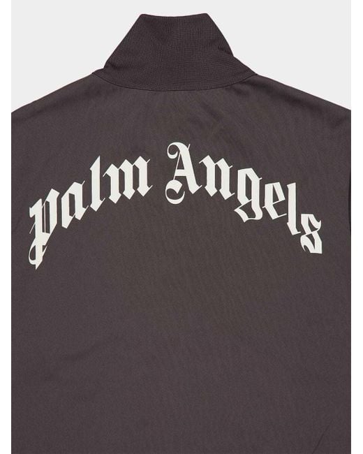 Palm Angels Gray High-Neck Zipped Sweatshirt for men