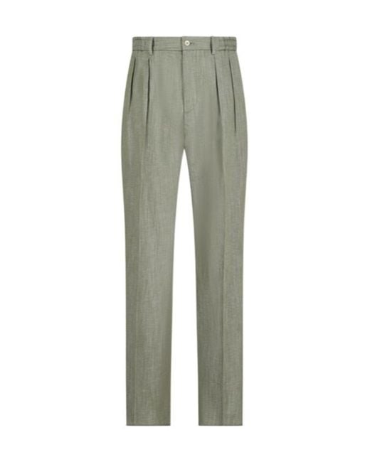 Tagliatore Green Pleated-Waist Trousers for men