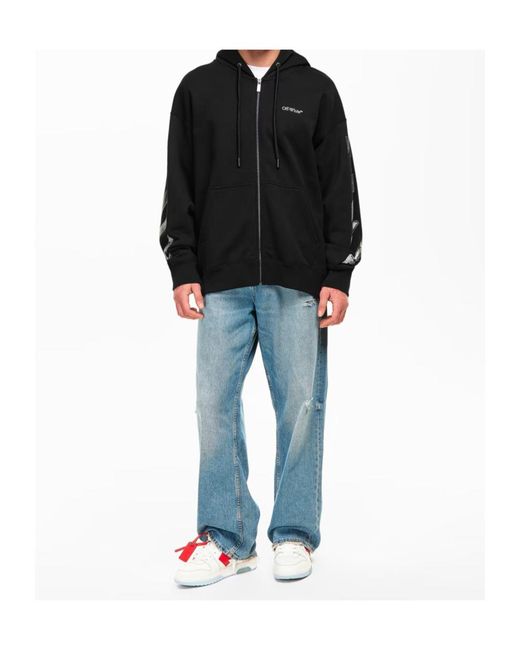 Off-White c/o Virgil Abloh Black Front Zip-Up Sweatshirt for men