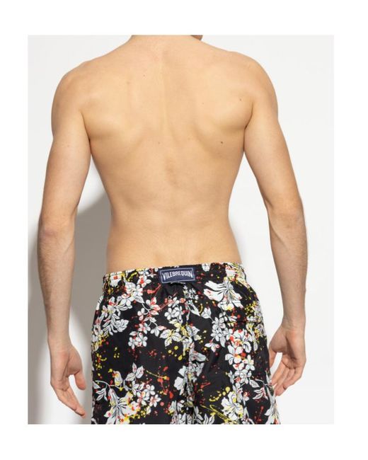 Palm Angels Black X Vilebrequin Graphic Printed Swim Shorts for men