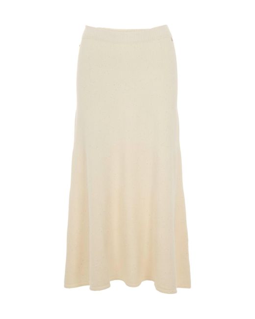 Liu Jo Natural Ribbed Knit A-Line Skirt