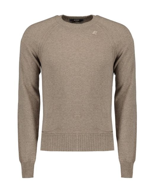 K-Way Brown Sebas Crew Neck Knitted Sweater for men