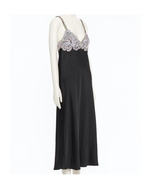 Valentino Black Embellished V-Neck Sleeveless Dress