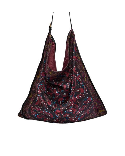 Dries Van Noten Purple Scarf Large Leather And Satin Tote
