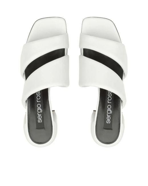 Sergio Rossi White Spongy 45Mm Leather Sandals