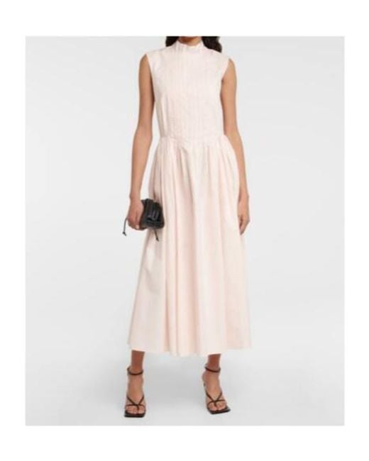 Roksanda Natural Prinesa Pleated Cotton Midi Dress