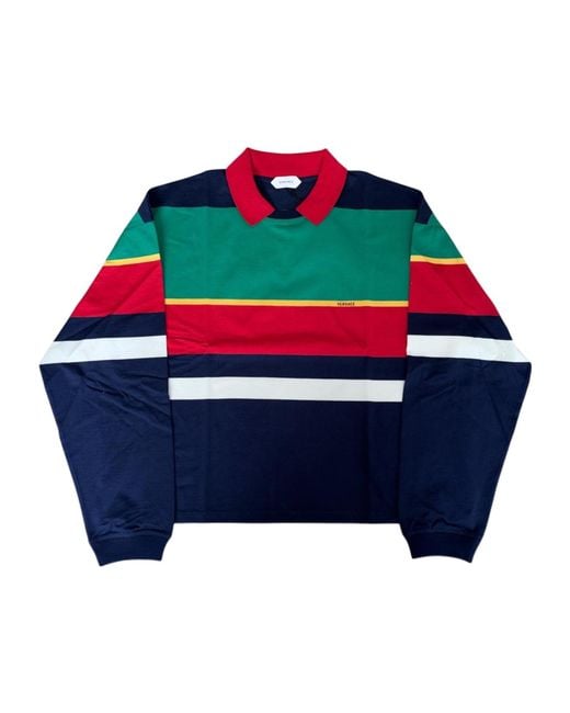 Versace Blue Colour-Block Polo Sweatshirt for men
