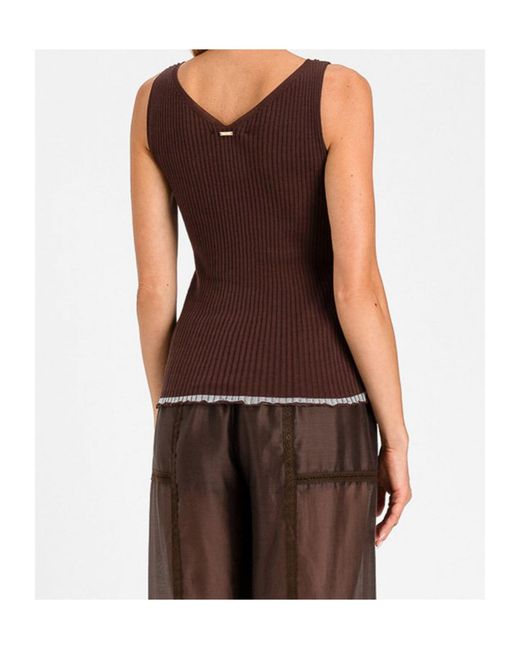 Twinset Brown V-Neck Knitted Vest
