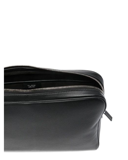 Tom Ford Black Supple Grain Leather Laptop Pouch for men