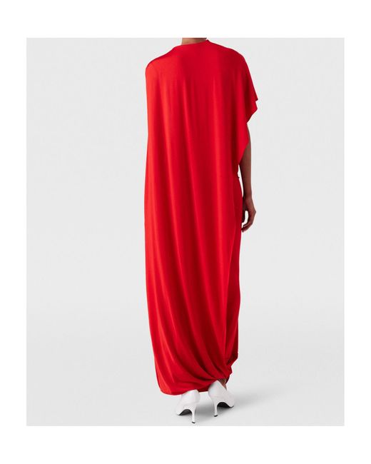 Stella McCartney Red Asymmetric Cape Maxi Dress