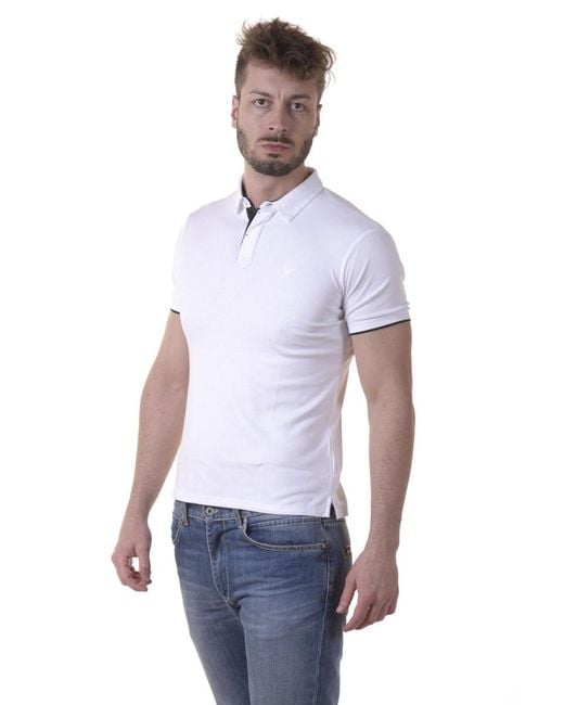 Armani Jeans White Logo Slim Polo Shirt for men
