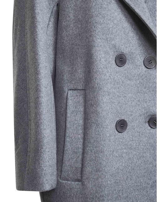 Max Mara Gray Studio Agenda Double-Breasted Long Coat
