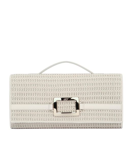Roger Vivier Multicolor Buckle-Detailed Woven Clutch Bag