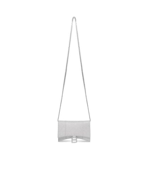 Balenciaga White Portafoglio Hourglass Xs Con Catena