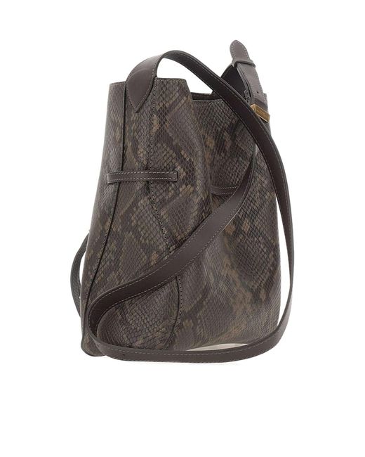 Gianni Chiarini Gray Sienna Python-Print Leather Shoulder Bag