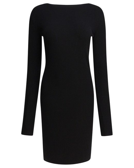 Rick Owens Black Sheath Dress With Long Sleeves