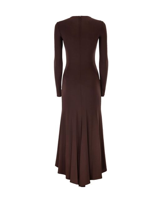 Elisabetta Franchi Brown Embellished Jersey Dress
