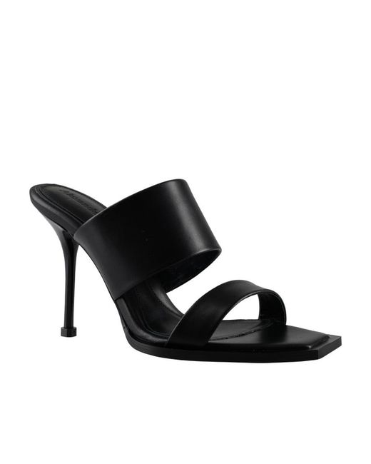 McQueen Black Square-Toe Heeled Sandals
