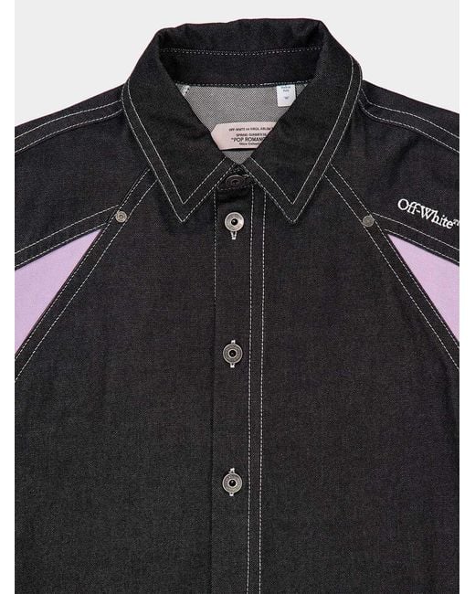 Off-White c/o Virgil Abloh Blue Colour-Block Denim Shirt for men