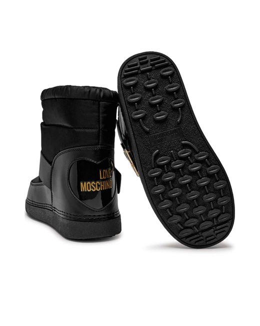 Moschino Black Round Toe Ankle Boots