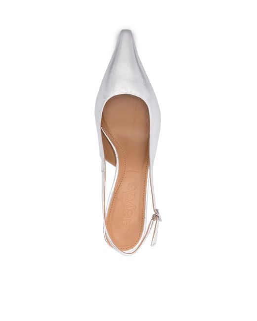 Aeyde White Catrina 35Mm Metallic-Leather Pumps