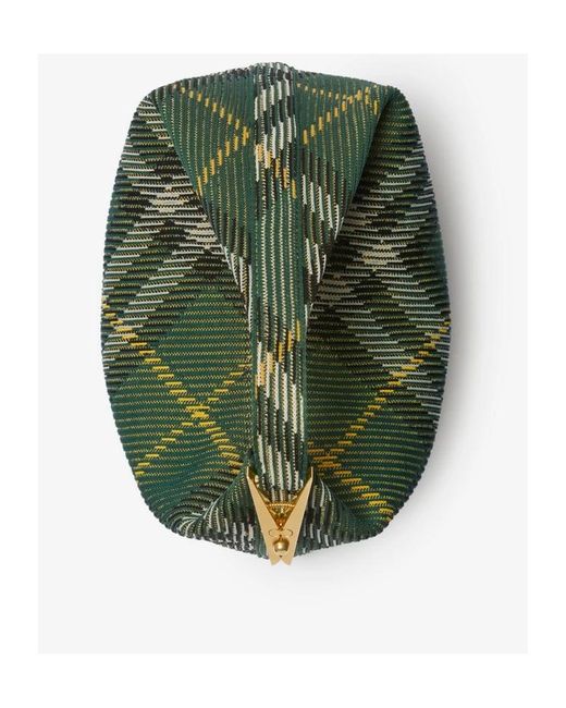Burberry Green Medium Peg Check-Pattern Tote Bag