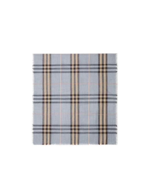 Burberry Gray Reversible Check Fringed Scarf for men
