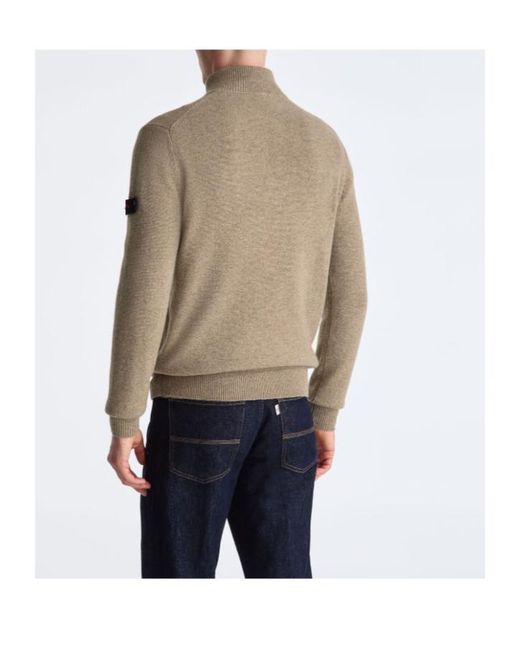 Peuterey Brown Yak Wool Sweater With Half Zip for men