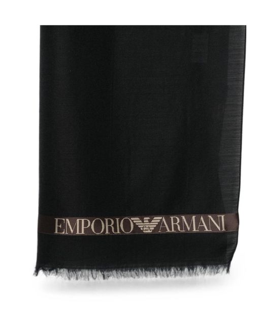 Emporio Armani Black Logo-Print Scarf for men