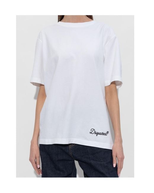 DSquared² White D2 Signature Just Right Fit Crewneck T-Shirt