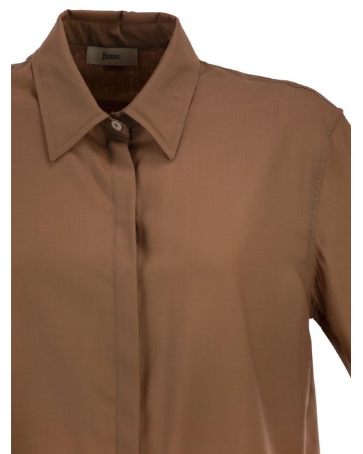 Herno Brown Logo Plaque Shirt