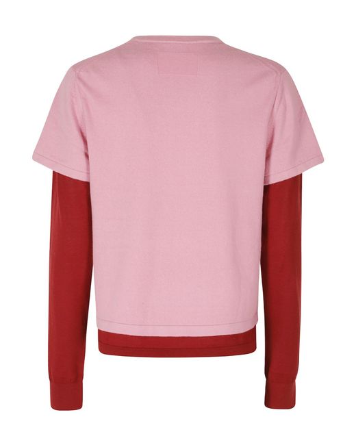 Guest In Residence Pink Layered Effect Densely Knitted Pullover