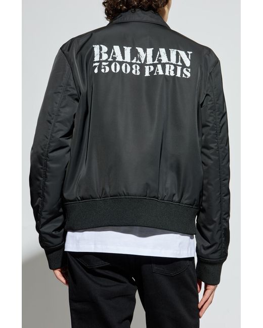 Balmain Black Nylon Bomber Jacket
