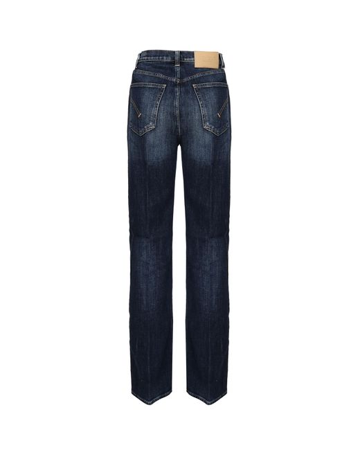 Dondup Blue Logo Detail Straight-Leg Jeans