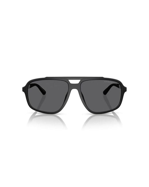 Emporio Armani Gray Pilot Frame Sunglasses for men