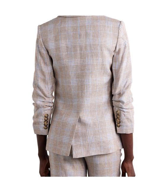 Veronica Beard Multicolor Beacon Dickey Gathered Checked Blazer