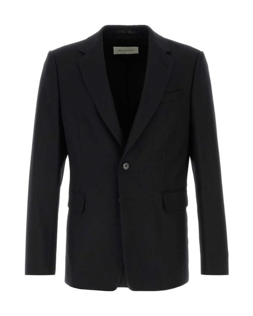 Dries Van Noten Black Single Breasted Tailored Blazer for men