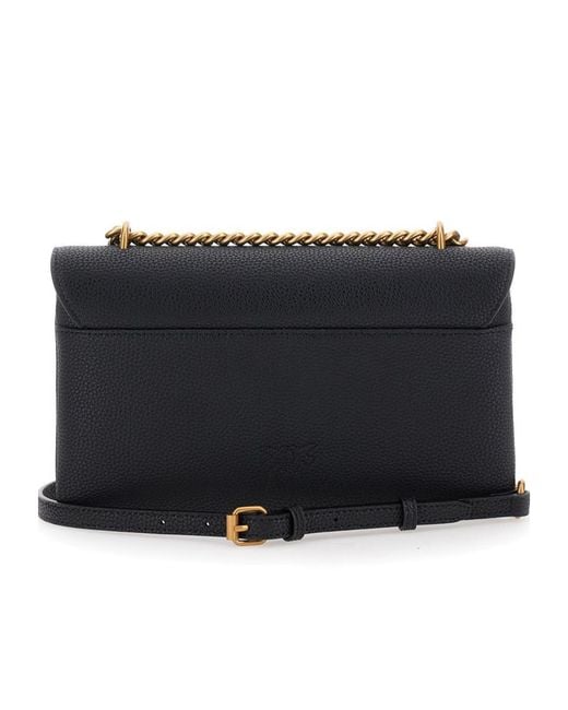 Pinko Black Logo Plaque Chained Shoulder Bag