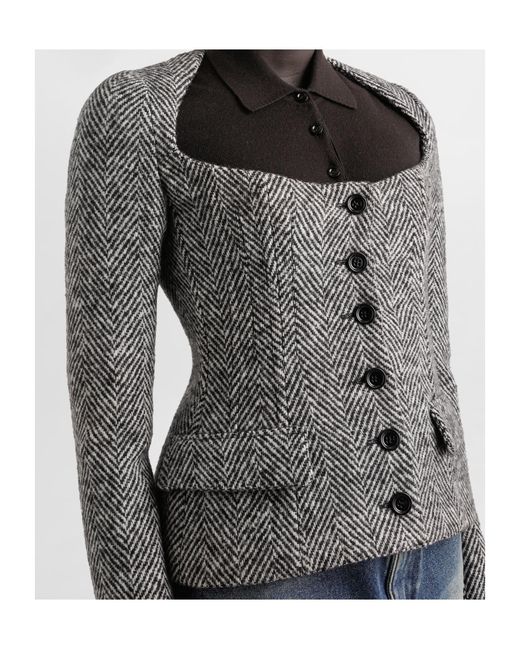 Dolce & Gabbana Black Herringbone-Pattern Jacket