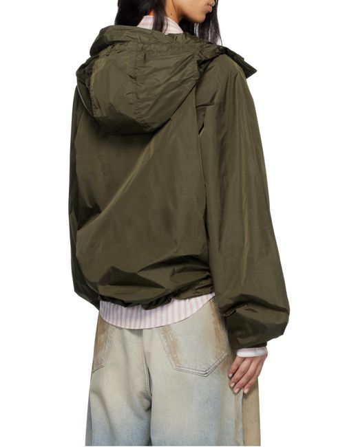 Ganni Green Logo Patch Hooded Jacket