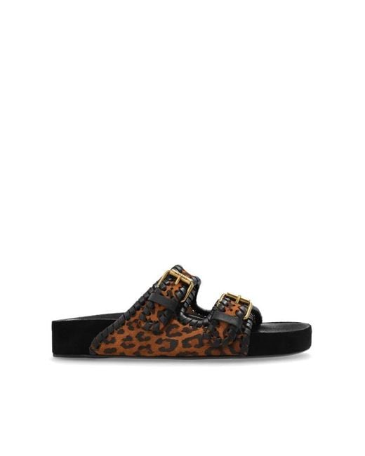 Isabel Marant Black Lennyo Leopard-Print Sandals