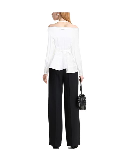 Jacquemus White Solid-Color Long-Sleeve Boat-Neck Shirt