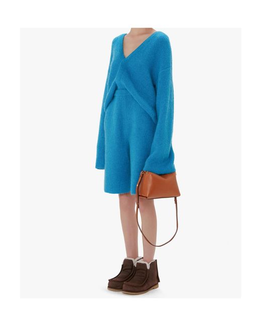J.W. Anderson Blue Logo Applique Cropped Cardigan