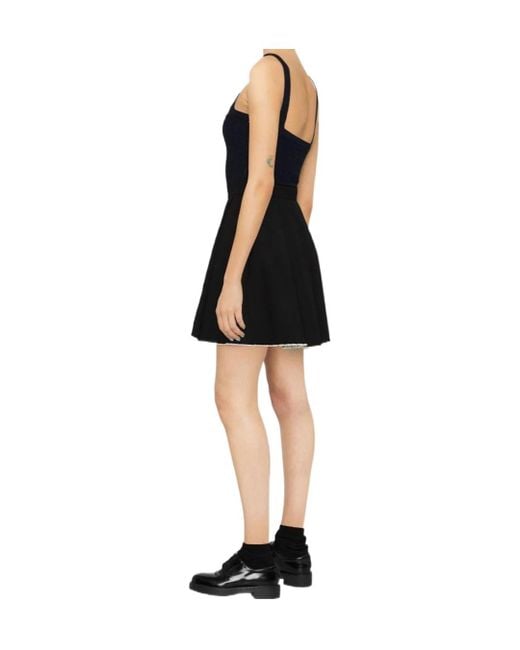 Patou Black Cross-Strap Cable Knitted Top