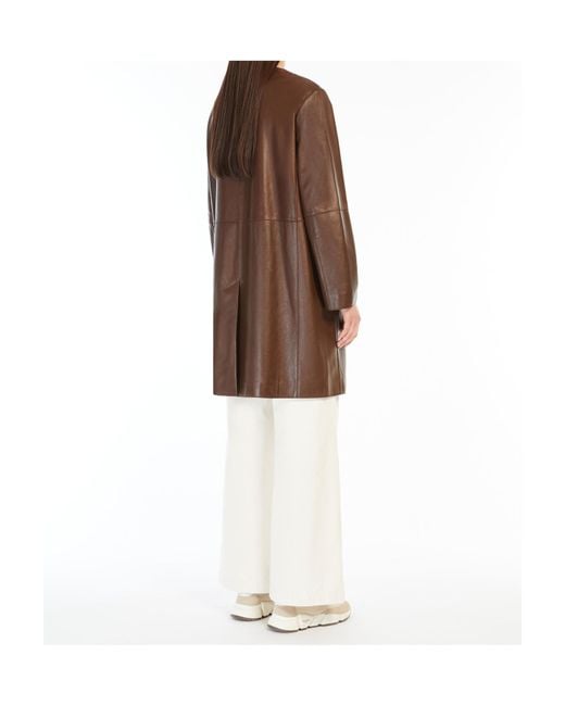 Weekend by Maxmara Brown Long-Sleeved Leather Jacket