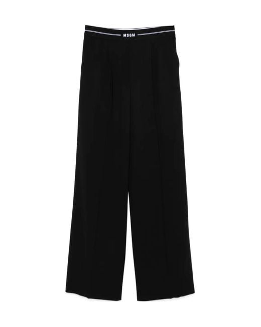 MSGM Black Logo-Waist Trousers