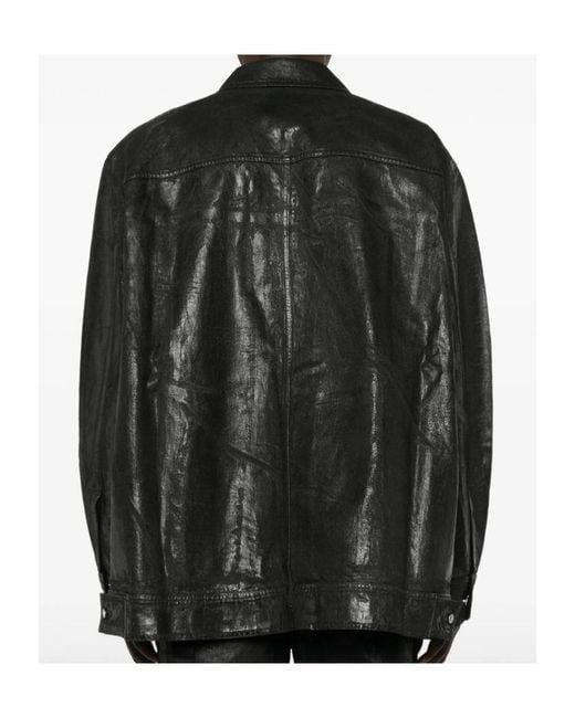 Rick Owens Black Button-Up Denim Jacket for men